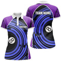 Custom Personalized Purple Blue 8 Ball Billiard Women 3D Polo Shirt Size S-5XL