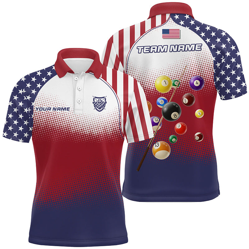 Personalized American Flag 8 Ball Pool 3D Shirt for Men Men's Polo Shirt