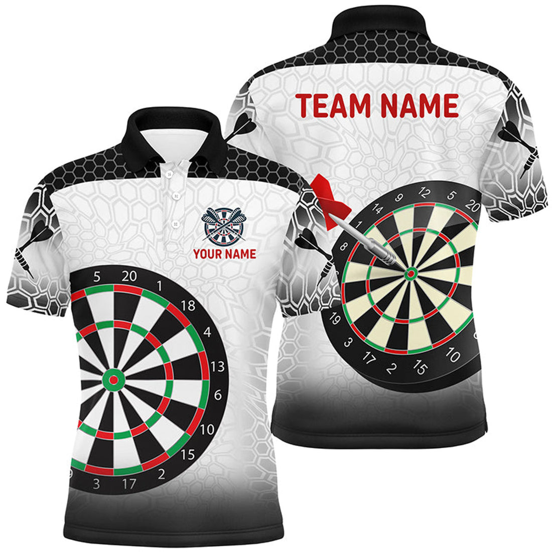 Personalized Dartboard Polo Shirt for Men Black White Men's Polo Shirt S-5XL