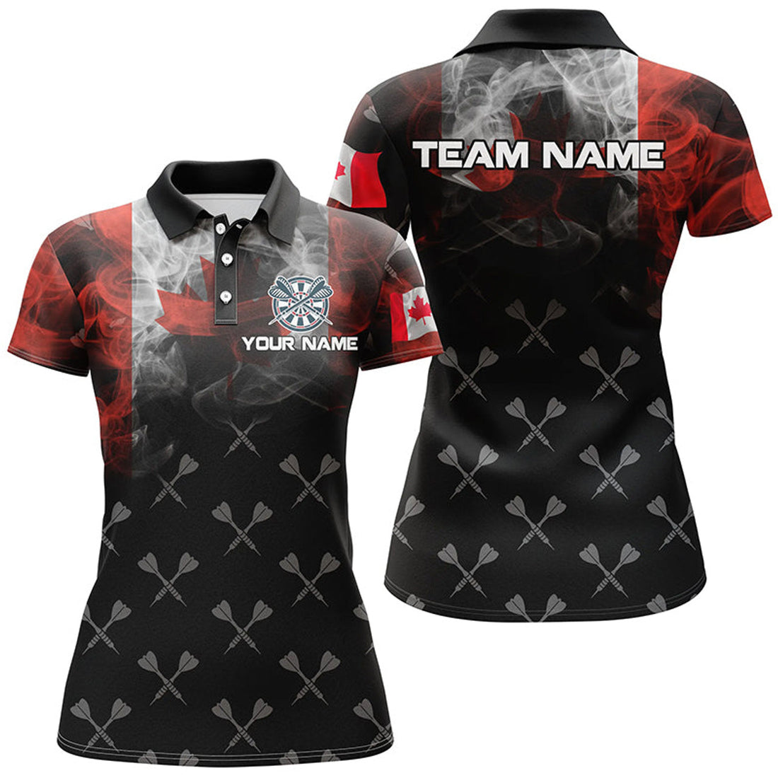 Custom Personalized Smoke Canada Flag Dart Women's Polo Shirts S-5XL