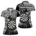 Custom Name Tribal Dart Team Shirt Black White Design Women's Polo Shirts S-5XL
