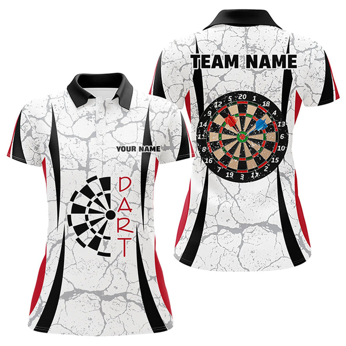 Custom Personalized White Dart for Dart Team Women's Polo Shirts S-5XL