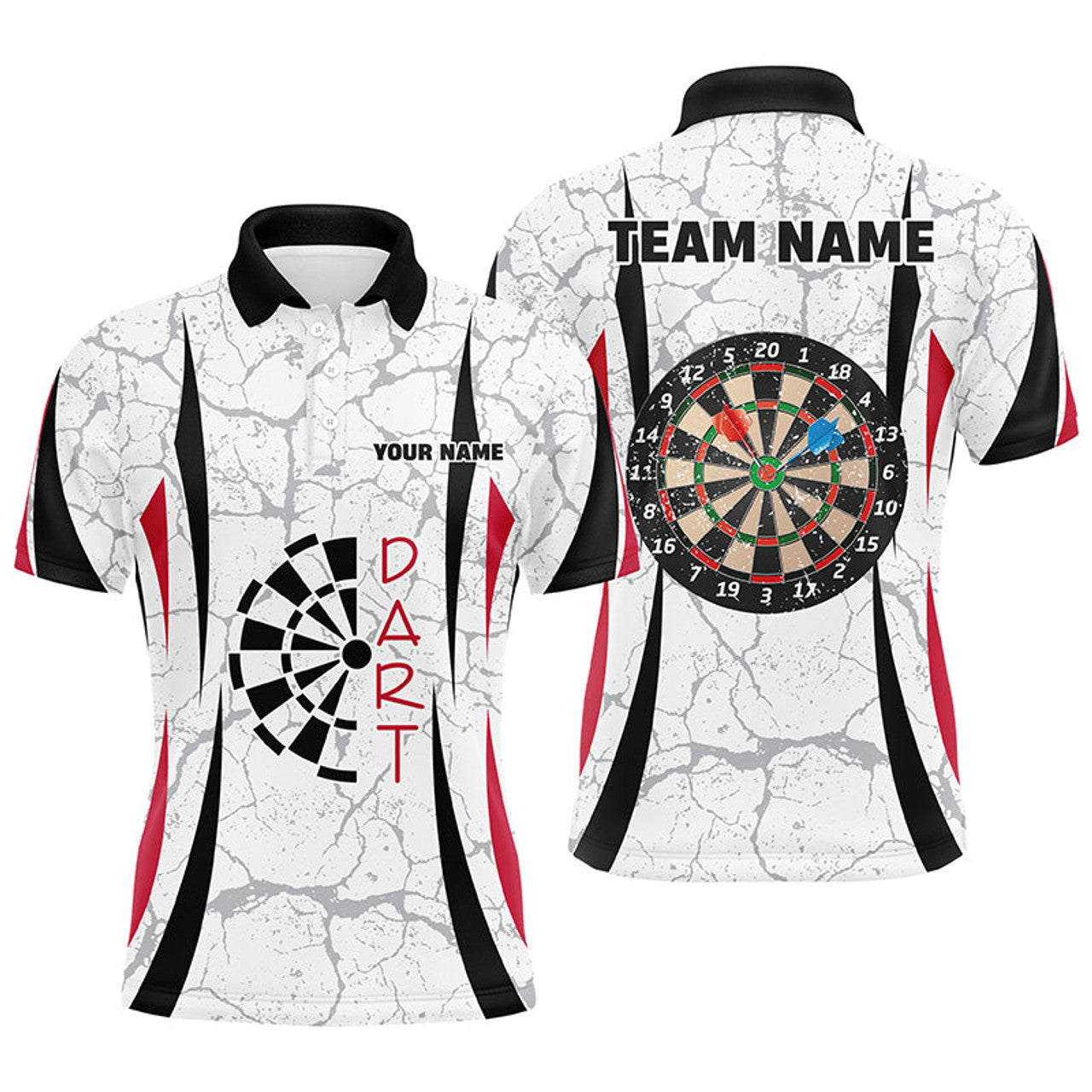 Personalized White Dart Team Shirt Custom Dart Jersey Men's Polo Shirt S-5XL