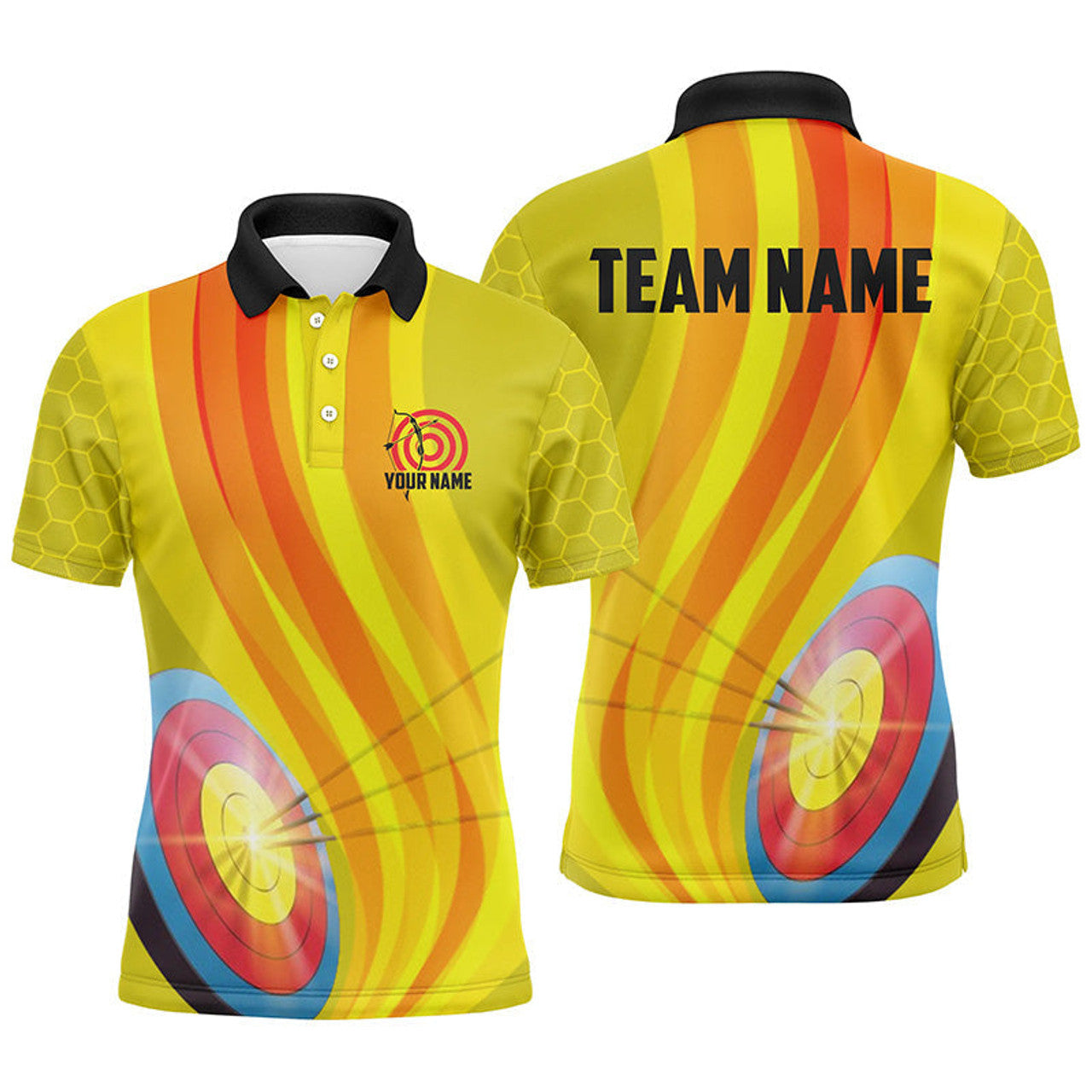 Personalized Light Arrows 3D Target Archery Mens Polo Shirt S-5XL