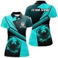 Custom Personalized Sport Blue 8 Ball Billiard For Women's Polo Shirts S-5XL