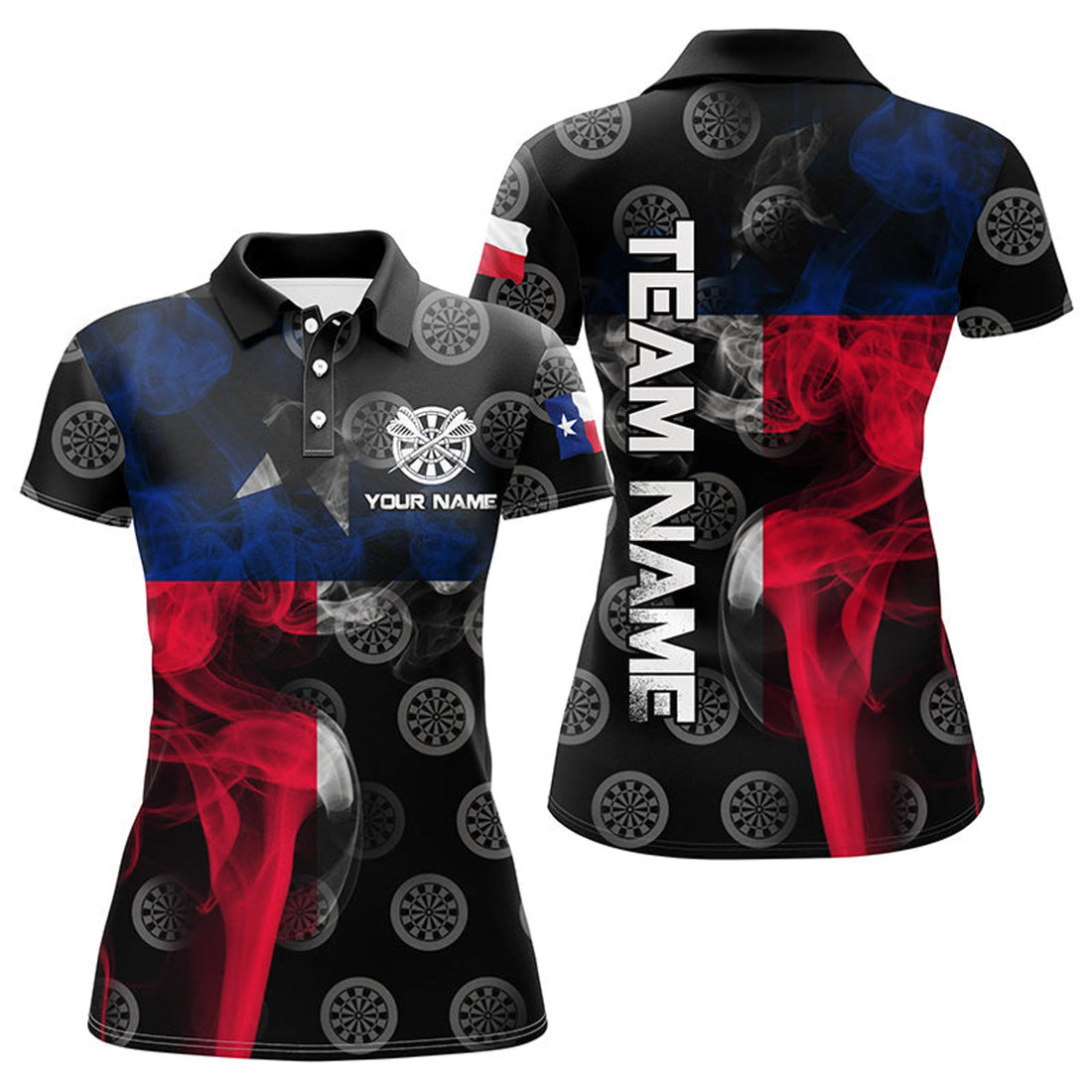 Custom Personalized Smoke Texas Flag Dart for Women's Polo Shirts S-5XL