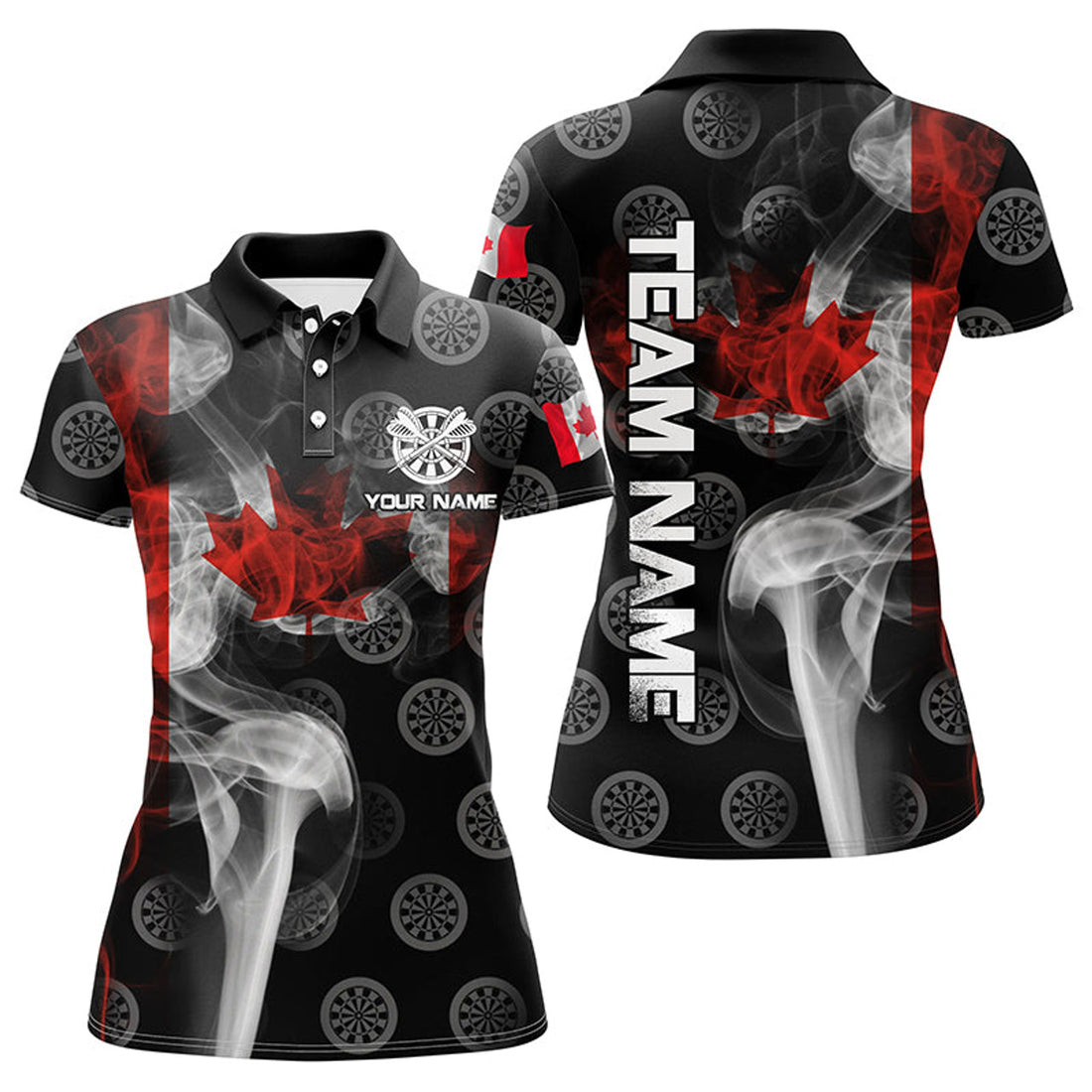 Custom Personalized Smoke Canada Flag Darts Polo Shirts for Women's Polo Shirts S-5XL