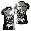 Custom Black Grey Lightning 8 Ball Billiards 3D Shirts Women's Polo Shirts S-5XL