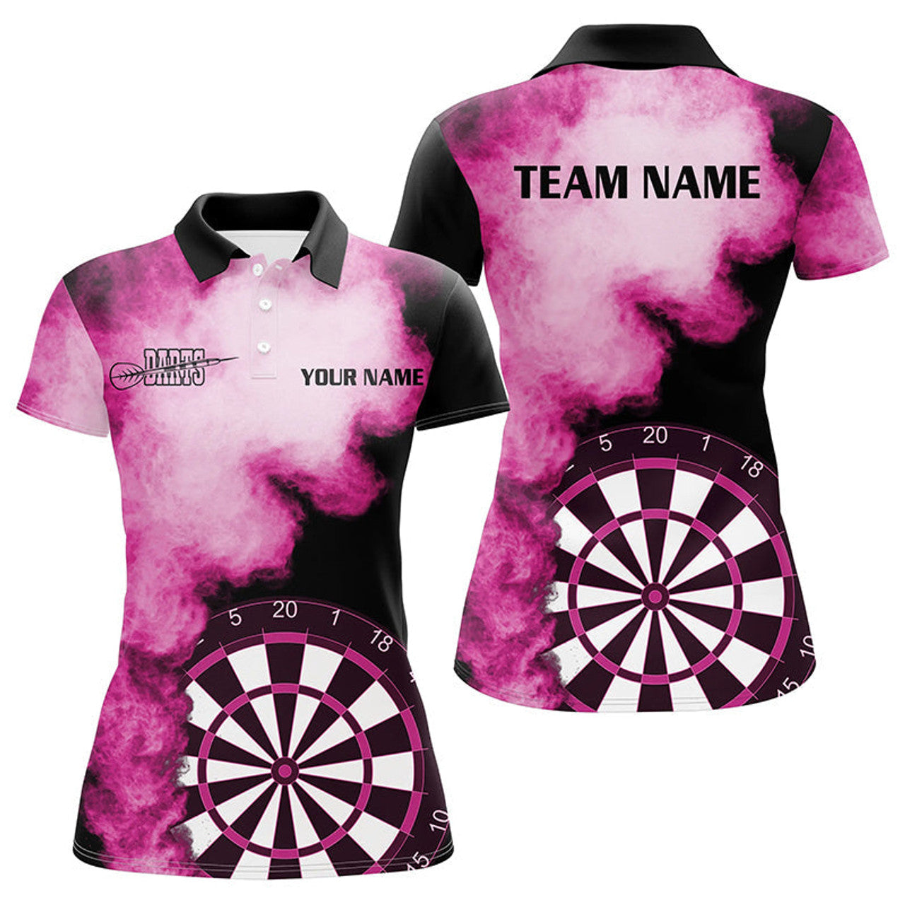 Custom Personalized Pink Flame Dart for Dart Teams Women's Polo Shirts S-5XL