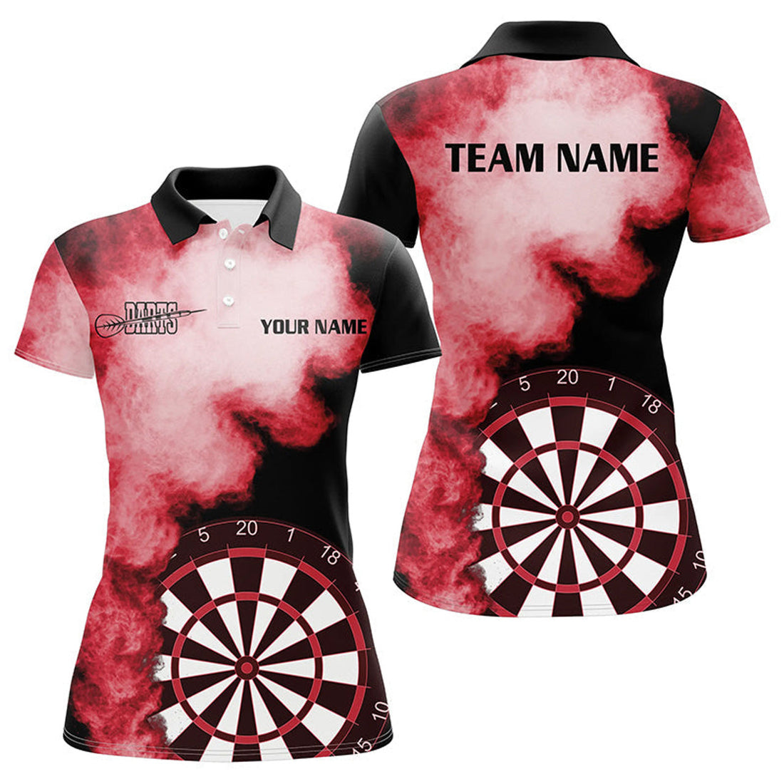 Custom Red Flame Darts Shirts for Dart Team Personalized Women's Polo Shirts S-5XL