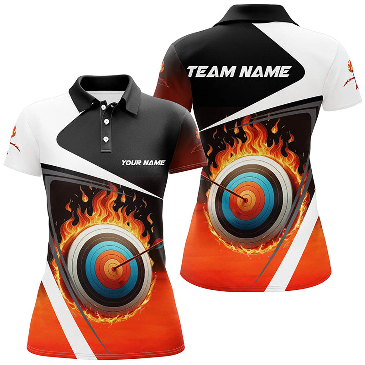 Custom Flaming Target Archery For Fire Bow And Arrow Women's Polo Shirts S-5XL