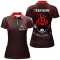 Custom Red Flame 8 Ball Billiard Team Shirts Women's Polo Shirts S-5XL