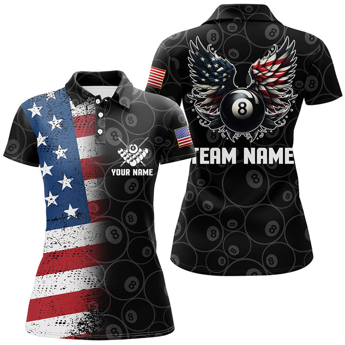 Custom Black and Gray Pattern Watercolor Golf Ball Women's Polo Shirts S-5XL