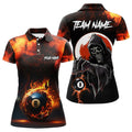 Custom Skull Flame 8 Ball Billiard Team Shirt For Women's Polo Shirts S-5XL