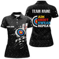 Custom Name US Flag Arrow Archery Aim Shoot Swear Repeat Women's Polo Shirts S-5XL