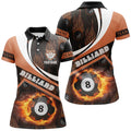 Custom Name Billiard Balls Fire Flame Orange Design Women's Polo Shirts S-5XL