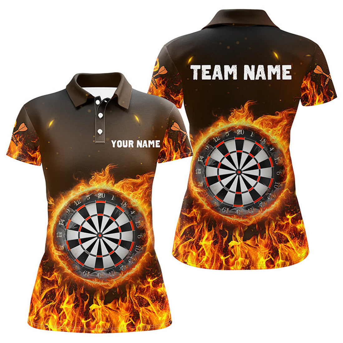 Custom Fire Flame Dartboard 3D For Dart Shirt Custom Women's Polo Shirts S-5XL