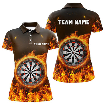 Custom Fire Flame Dartboard 3D For Dart Shirt Custom Women's Polo Shirts S-5XL