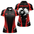 Custom Personalized 3D Billiard Balls Black Red for Women's Polo Shirts S-5XL