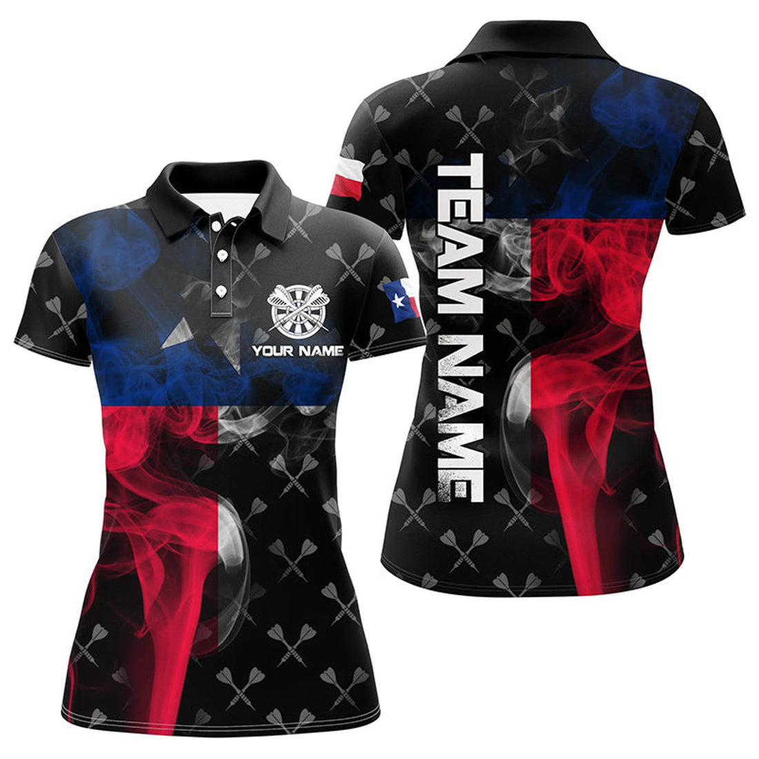 Custom Personalized Smoke Texas Flag Dart Women's Polo Shirts S-5XL