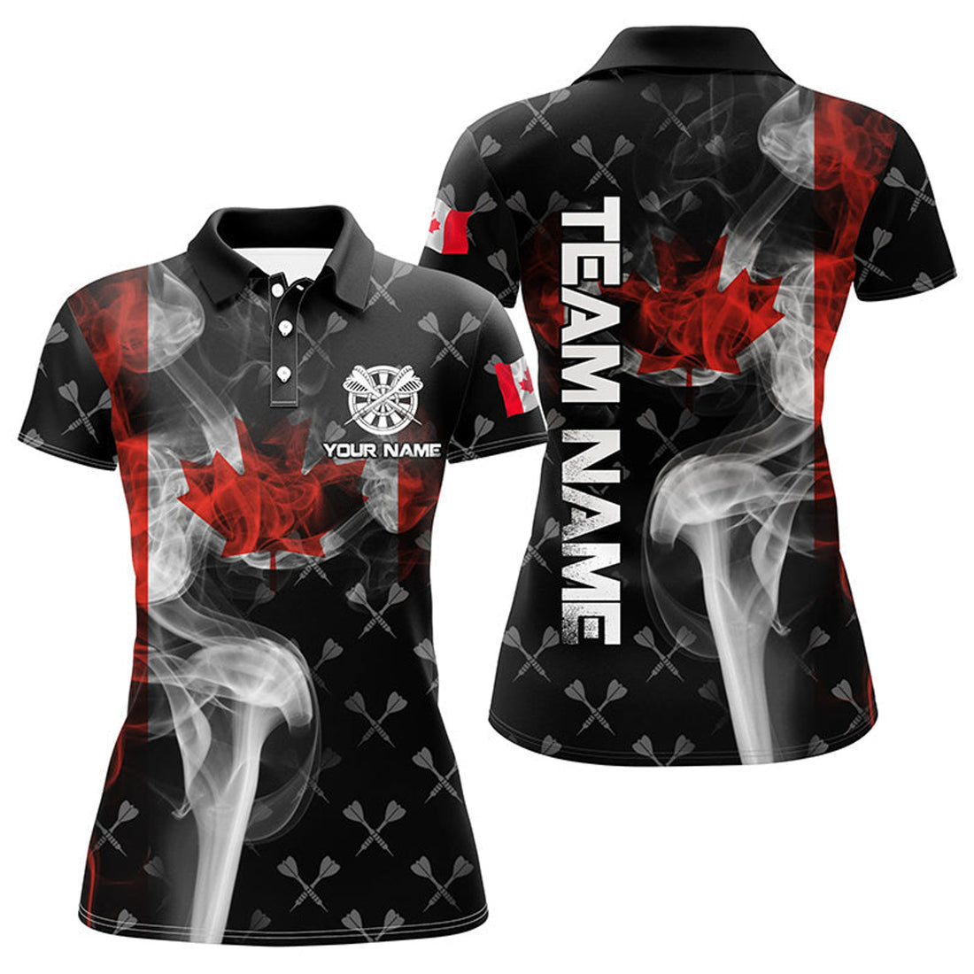 Custom Personalized Smoke Canada Flag Dart Polo Shirts Women's Polo Shirts S-5XL