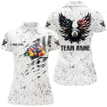 Custom Name US Flag 8 Ball Wings Polo White Women's Polo Shirts S-5XL