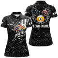 Custom US Flag Billiard Balls 3D Design Funny 9 Ball Wings Women's Polo Shirts S-5XL
