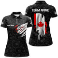 Custom Canadian Flag 8 Ball Billiards Team for Women's Polo Shirts S-5XL