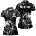 Custom Personalized Thunder Lighting 8 Ball Billiard For Women's Polo Shirts S-5XL