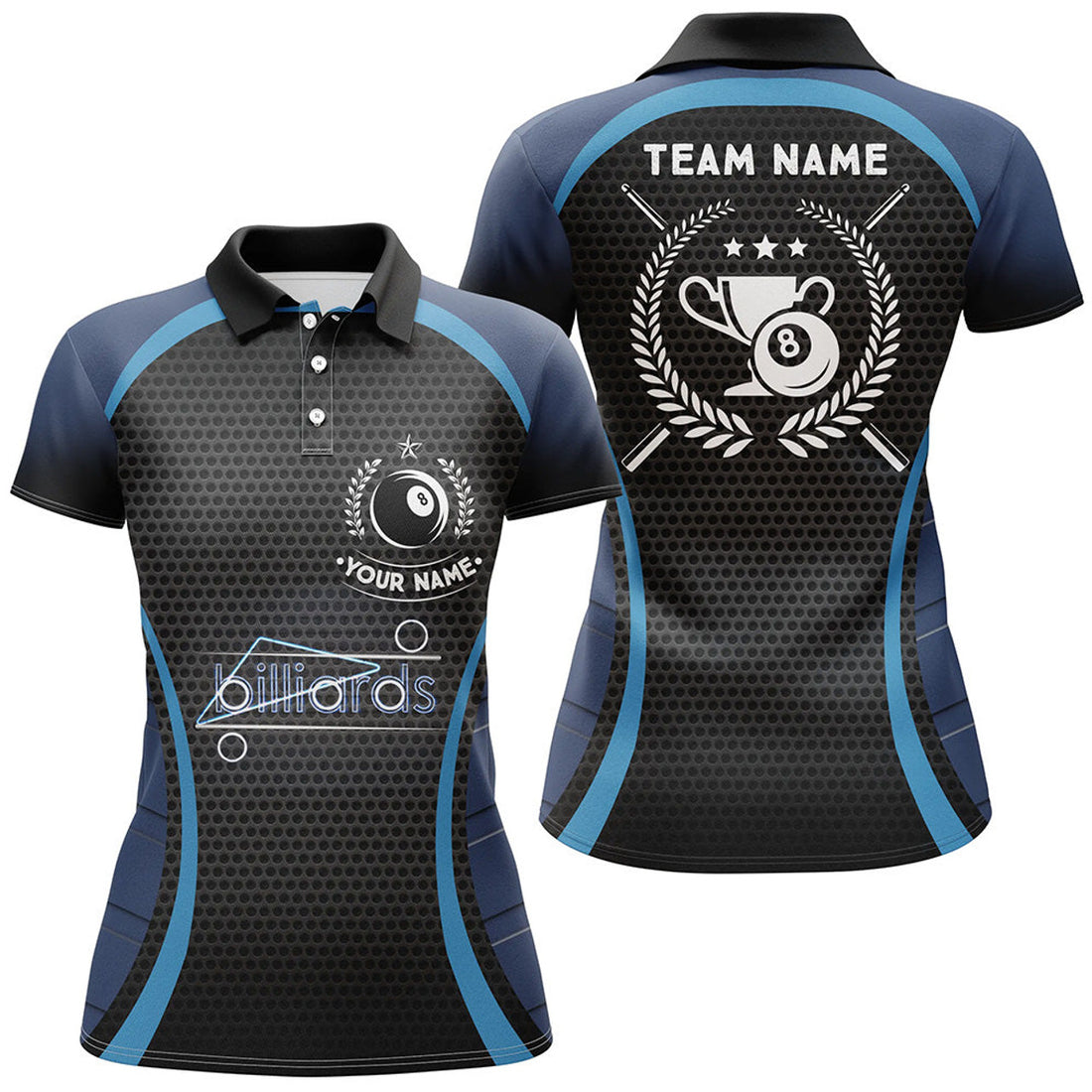 Custom Personalized Blue 8 Ball Pool Polo Shirts for Women's Polo Shirts S-5XL