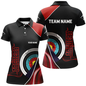 Custom 3D Archery Personalized Red Black Team Shirts Women's Polo Shirts S-5XL