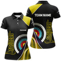 Custom 3D Archery Yellow Black Team Women's Polo Shirts S-5XL