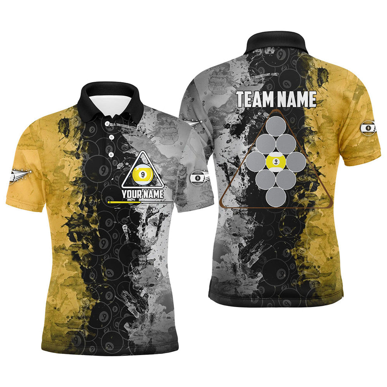 Personalized 9 Ball Pool Shirt Custom Name Billiard Team Men's Polo Shirt S-5XL