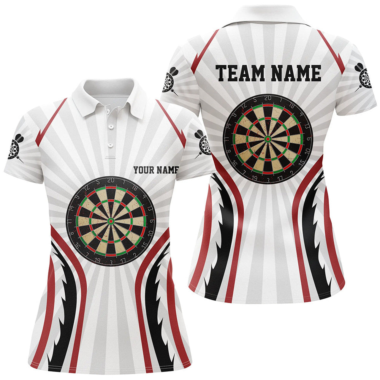 Custom Personalized White Darts for Dart Team Women's Polo Shirts S-5XL