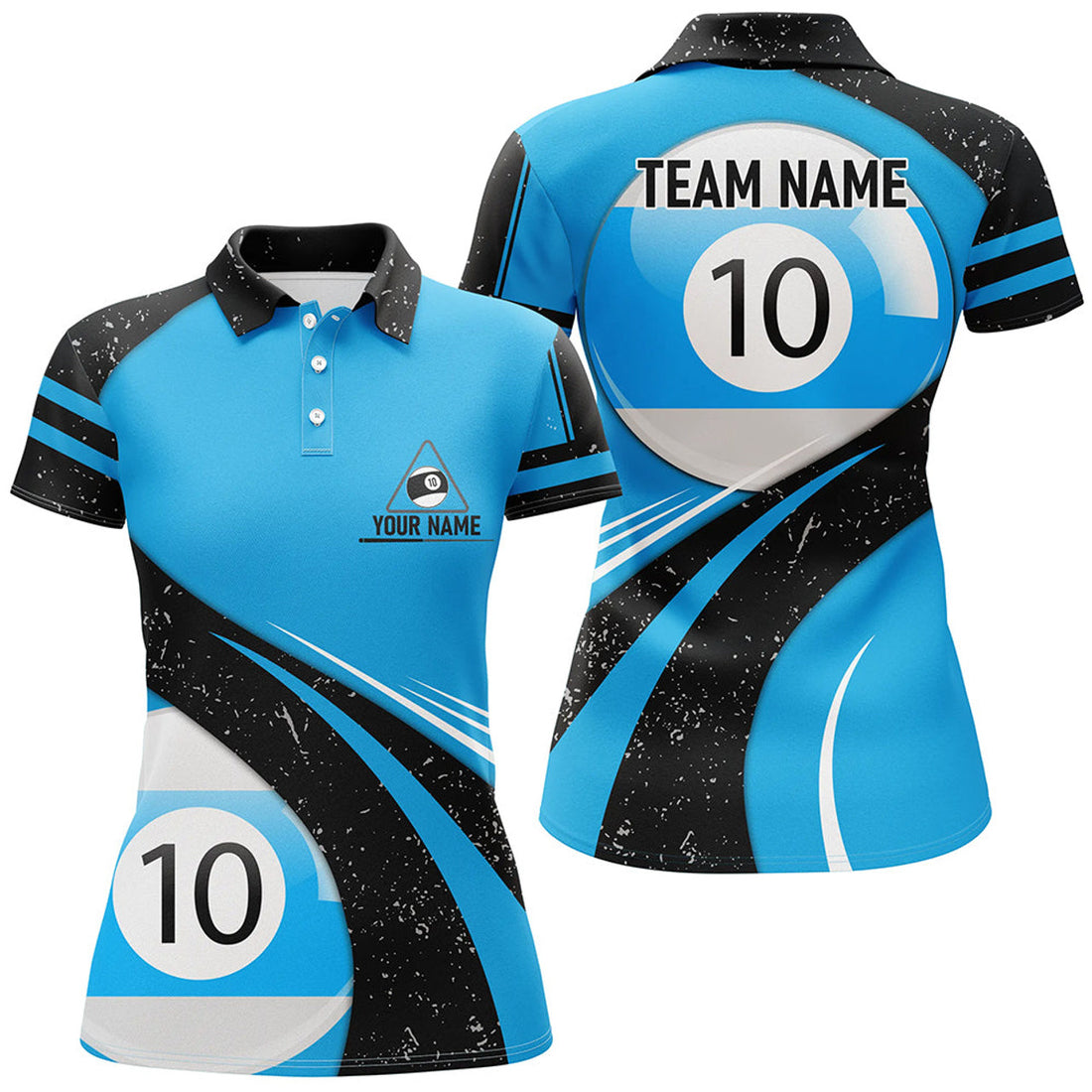 Custom Personalized Grunge 10 Ball Billiard 3D For Women's Polo Shirts S-5XL