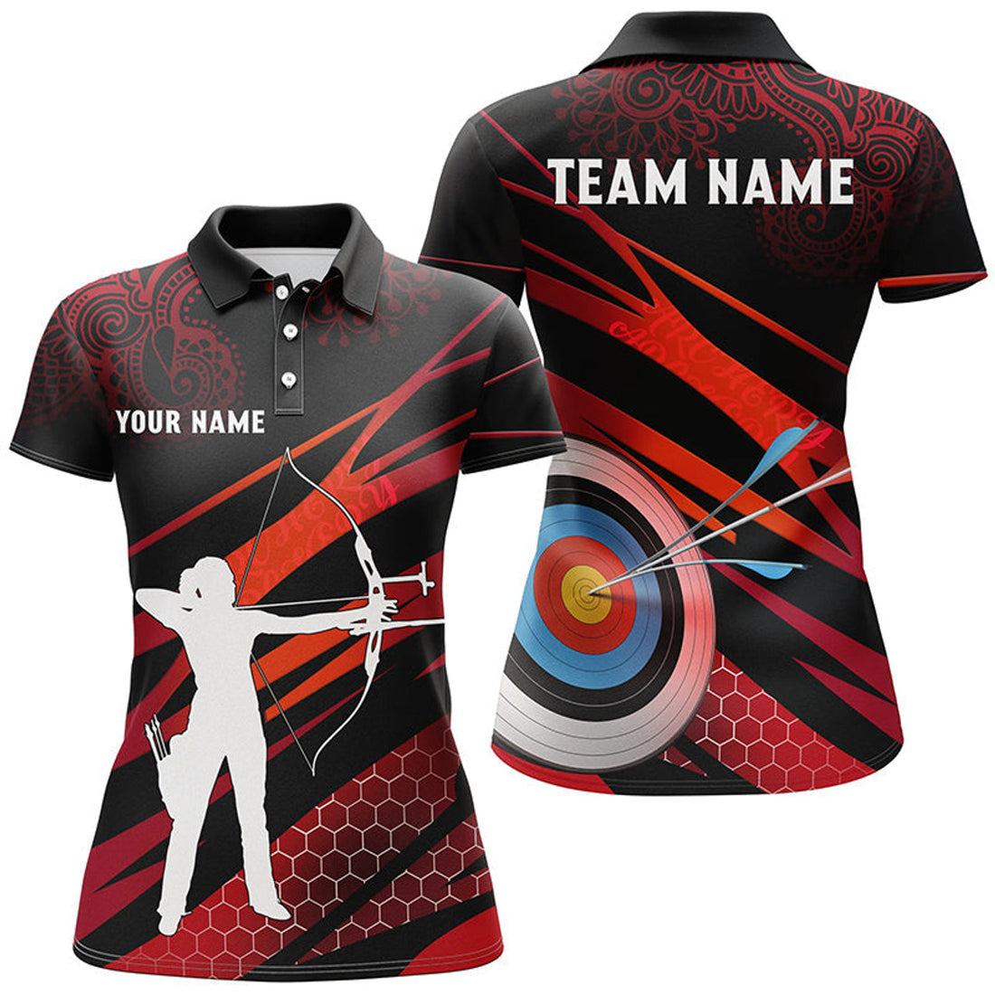 Custom Name Archer Silhouette Target Archery Shirt Women's Polo Shirts S-5XL