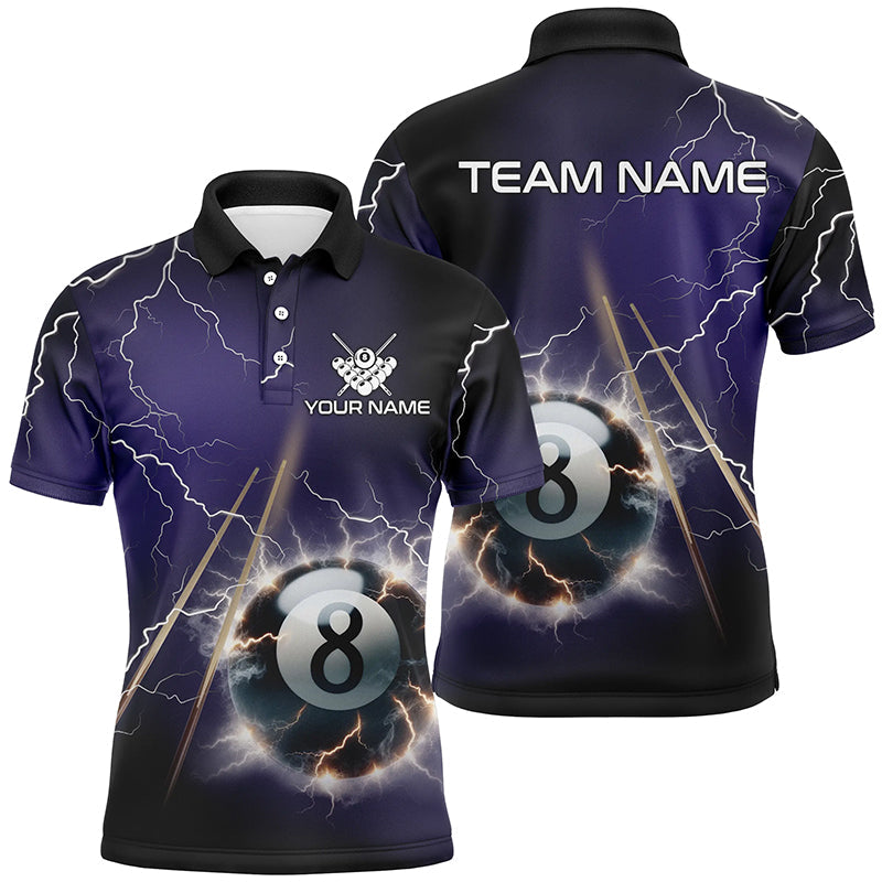 Personalized Thunder Lightning 8 Ball Billiard 3D Men's Polo Shirt Size S-5XL