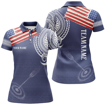 Custom US Flag Tribal Archery 3D Target Design For Women's Polo Shirts S-5XL