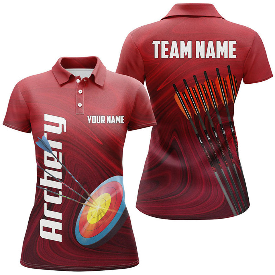 Custom Name Red Archery Arrows Shirt Personalized Gift Women's Polo Shirts S-5XL