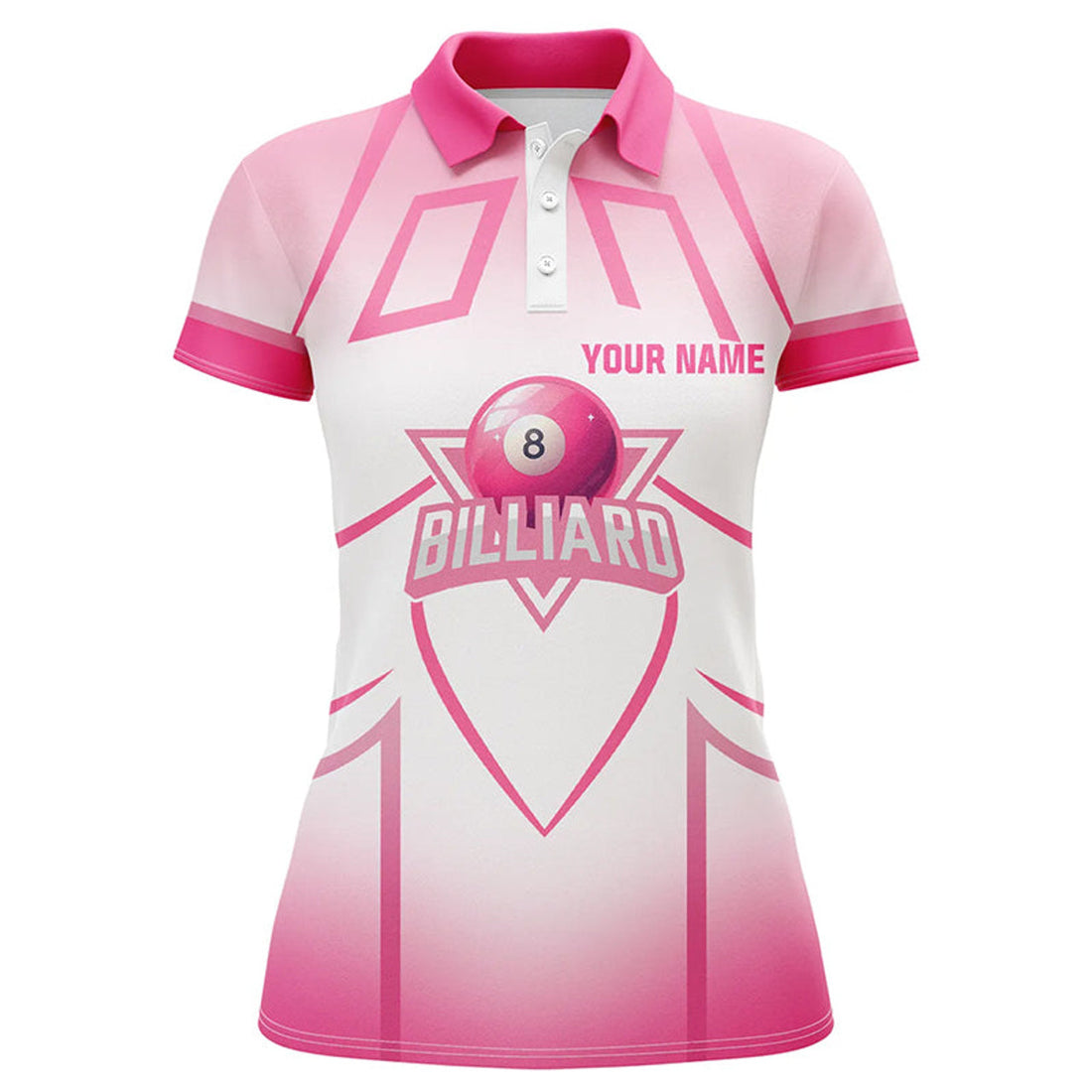 Custom Name Pink 8 Ball Billiard Heart Valentine Gift Women's Polo Shirts S-5XL