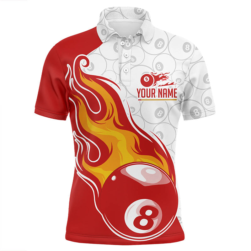 Personalized 8 Ball Flame Billiard 3D Polo Shirt for Men Size S-5XL