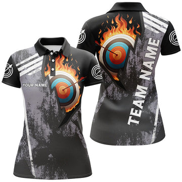 Custom Personalized Fire Target Archery 3D for Women's Polo Shirts S-5XL