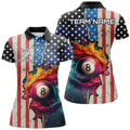Custom US Flag 8 Ball Billiard with Colorful Paint Splash Women's Polo Shirts S-5XL