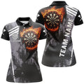 Custom Personalized Grunge Black Flame Dartboard For Women's Polo Shirts S-5XL