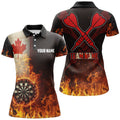 Custom Personalized Canada Flag Flame Dartboard 3D for Women's Polo Shirts S-5XL