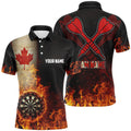 Canada Flag Flame Dartboard 3D Polo Shirts For Men Men's Polo Shirt S-5XL