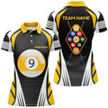Custom 3D Yellow White 9 Ball Billiard Team Personalized Women's Polo Shirts S-5XL