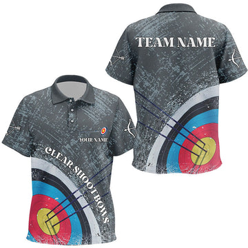 Personalized Vintage Grey 3D Target Archery Mens Polo Shirt S-5XL
