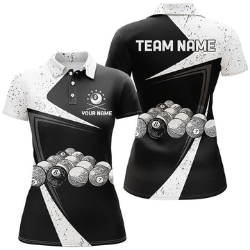 Custom Black White Grunge Billiard Polo Shirts for Women Women's Polo Shirts S-5XL