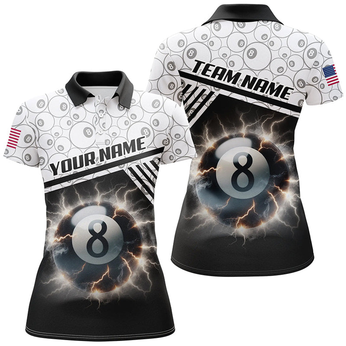 Custom 8 Ball Pool Design 3D Polo Shirts Women's Polo Shirts S-5XL